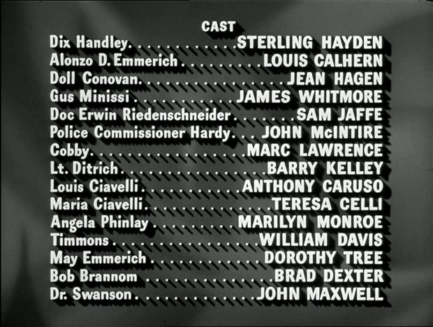 Photogramme du générique d'Asphalt jungle, de John Huston Photogramme du générique d'Asphalt jungle, de John Huston