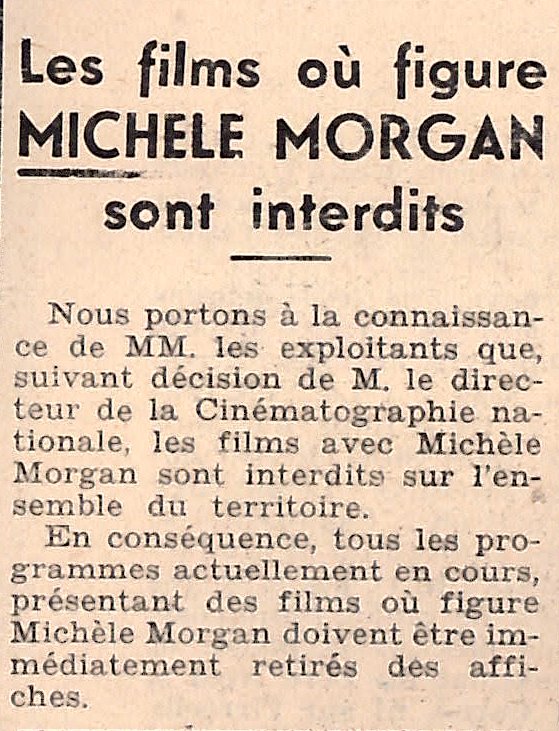 Quand Vichy boycottait Michèle Morgan