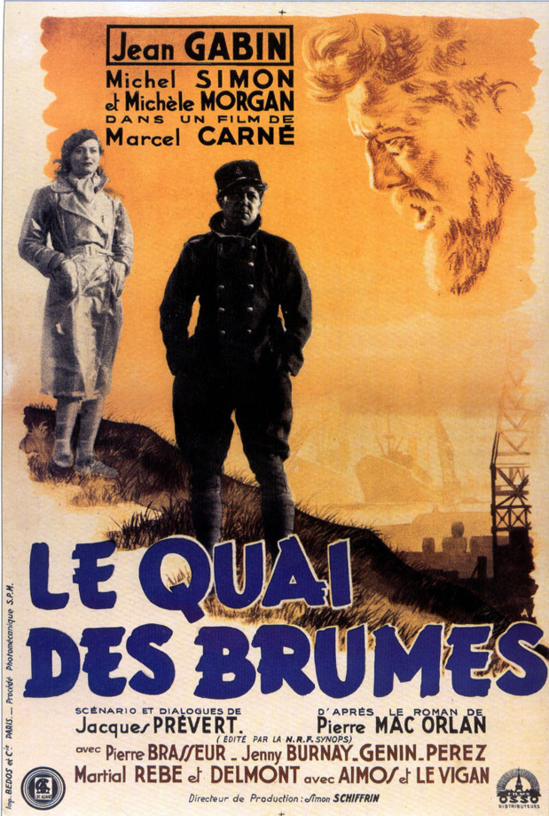 Quai des brumes : à gauche, Gabin; à droite, Michèle Morgan