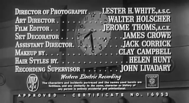 Générique du film Pushover (Du plomb pour l'inspecteur, 1954) de Richard Quine