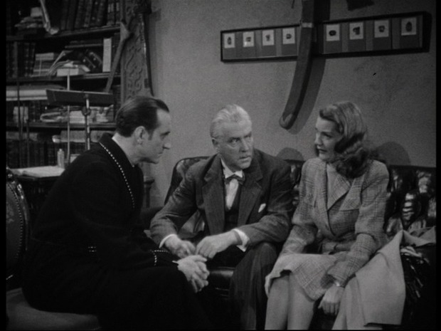 The woman in green : de gauche à droite : Basil Rathbone, Nigel Bruce et Eve Amber The woman in green : de gauche à droite : Basil Rathbone, Nigel Bruce et Eve Amber