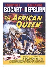 Affiche du film The African Queen, avec Humphrey Bogart et Katharine Hepburn Affiche du film The African Queen, avec Humphrey Bogart et Katharine Hepburn