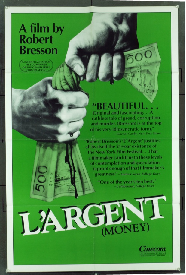 Affiche du film L'argent (1983) de Robert Bresson Affiche du film L'argent (1983) de Robert Bresson