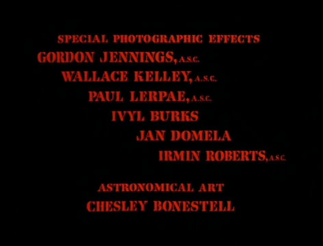 Générique du film The war of the worlds (La guerre des mondes, 1953) de Byron Haskin Générique du film The war of the worlds (La guerre des mondes, 1953) de Byron Haskin