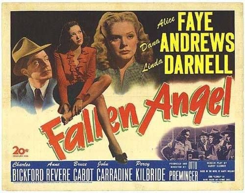 Affiche du film noir Fallen angel (Crime passionnel, 1945) d'Otto Preminger Affiche du film noir Fallen angel (Crime passionnel, 1945) d'Otto Preminger