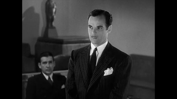 L'acteur Marc Lawrence dans une aventure de Charlie Chan : Charlie Chan at the Wax museum (1940) de Lynn Shores L'acteur Marc Lawrence dans une aventure de Charlie Chan : Charlie Chan at the Wax museum (1940) de Lynn Shores