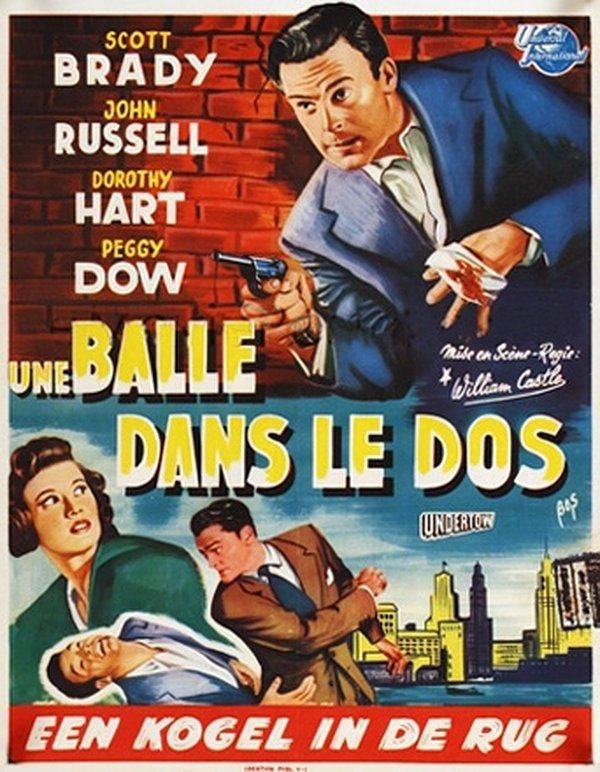 Affiche du film policier américain Undertow (Une balle dans le dos, 1949) de William Castle Affiche du film policier américain Undertow (Une balle dans le dos, 1949) de William Castle