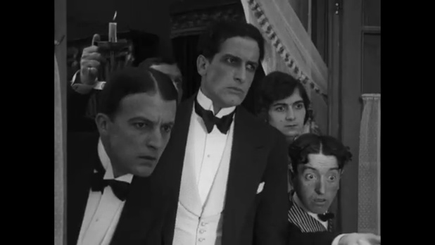 Edouard Mathé, René Cresté, mademoiselle Lugane et Georges Biscot dans le film Tih Minh (1919) de Louis Feuillade