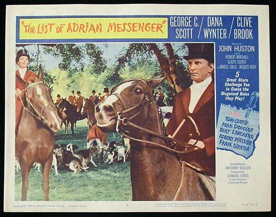 Affiche du film The list of Adrian Messenger (Le dernier de la liste, 1963) de John Huston Affiche du film The list of Adrian Messenger (Le dernier de la liste, 1963) de John Huston