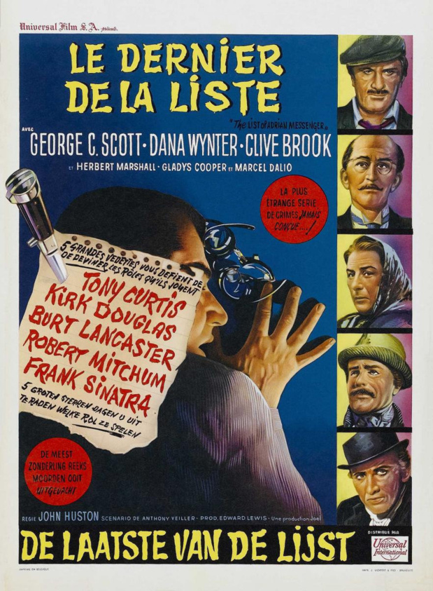 Affiche du film The list of Adrian Messenger (Le dernier de la liste, 1963) de John Huston
