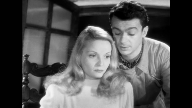 Madeleine Sologne et Serge Reggiani dans le film Le dessous des cartes (1948) d'André Cayatte
