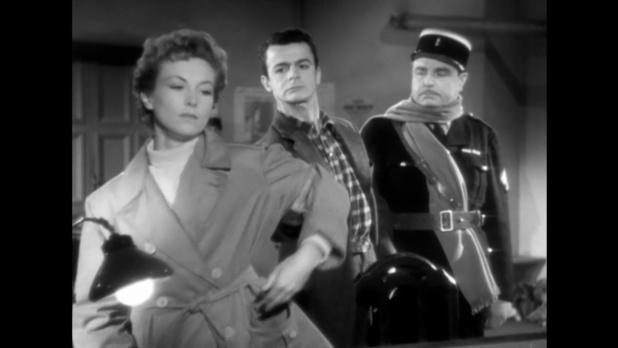 Janine Darcey, Serge Reggiani et René Blancart dans le film Le dessous des cartes (1948) d'André Cayatte