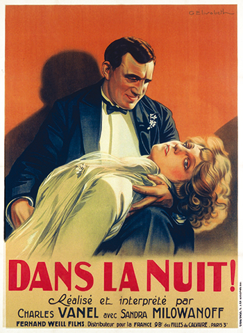 Affiche du film muet Dans la nuit (1930) de Charles Vanel Affiche du film muet Dans la nuit (1930) de Charles Vanel
