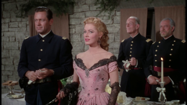 William Holden et Eleanor Parker dans Escape from Fort Bravo (Fort Bravo, 1953) de John Sturges