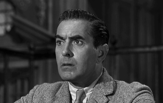 Tyrone Power dans le film de procès Witness for prosecution (Témoin à charge, 1957) de Billy Wilder Tyrone Power dans le film de procès Witness for prosecution (Témoin à charge, 1957) de Billy Wilder