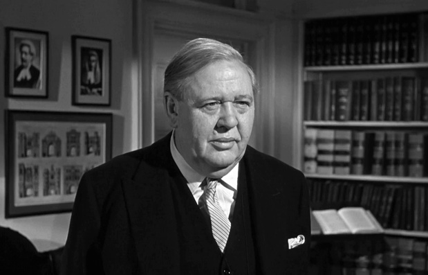 Charles Laughton dans le film policier Witness for prosecution (Témoin à charge, 1957) de Billy Wilder