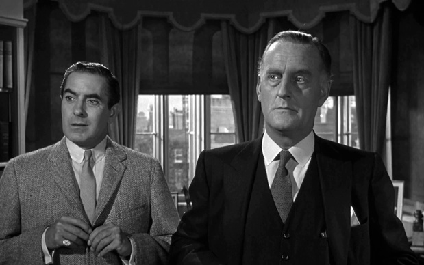 Tyrone Power et John Williams dans le film Witness for prosecution (Témoin à charge, 1957) de Billy Wilder