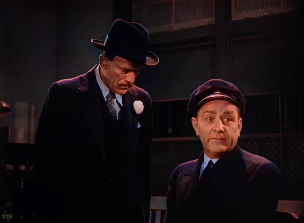 Boris Karloff et Kenneth Harlan dans l'énigme policière cinématographique Doomed to die (La malédiction, 1940) de William Nigh