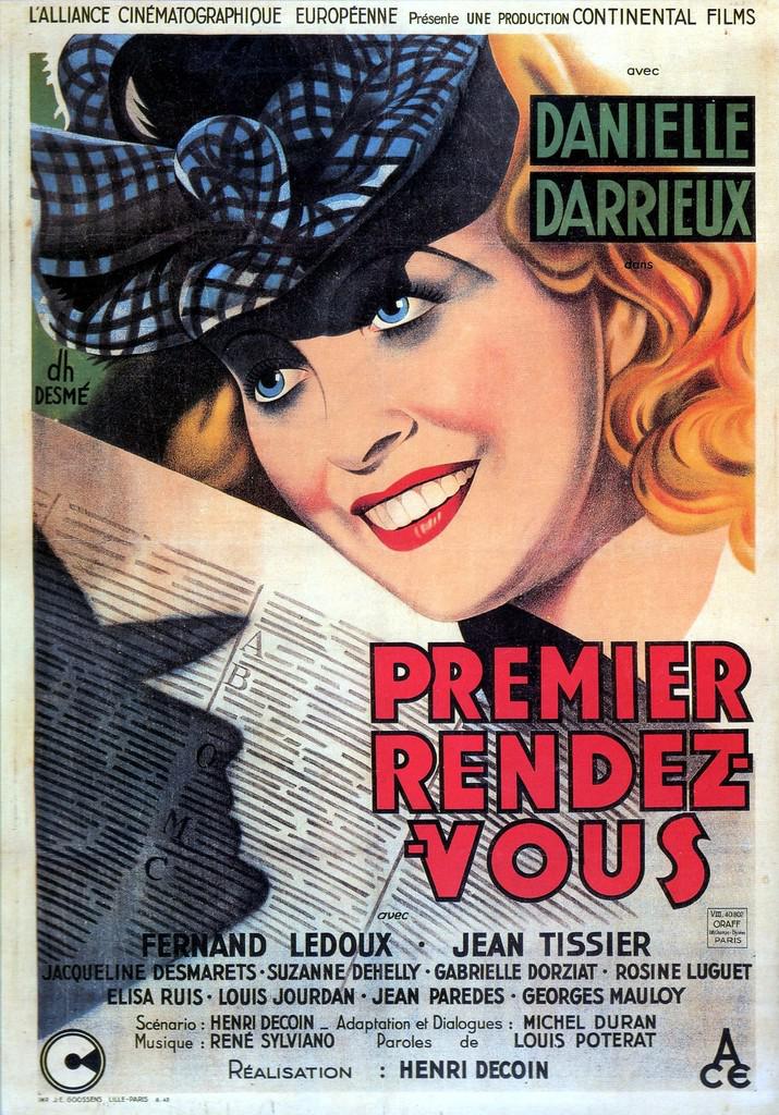 Affiche du film Premier rendez-vous, avec Danielle Darrieux Affiche du film Premier rendez-vous, avec Danielle Darrieux