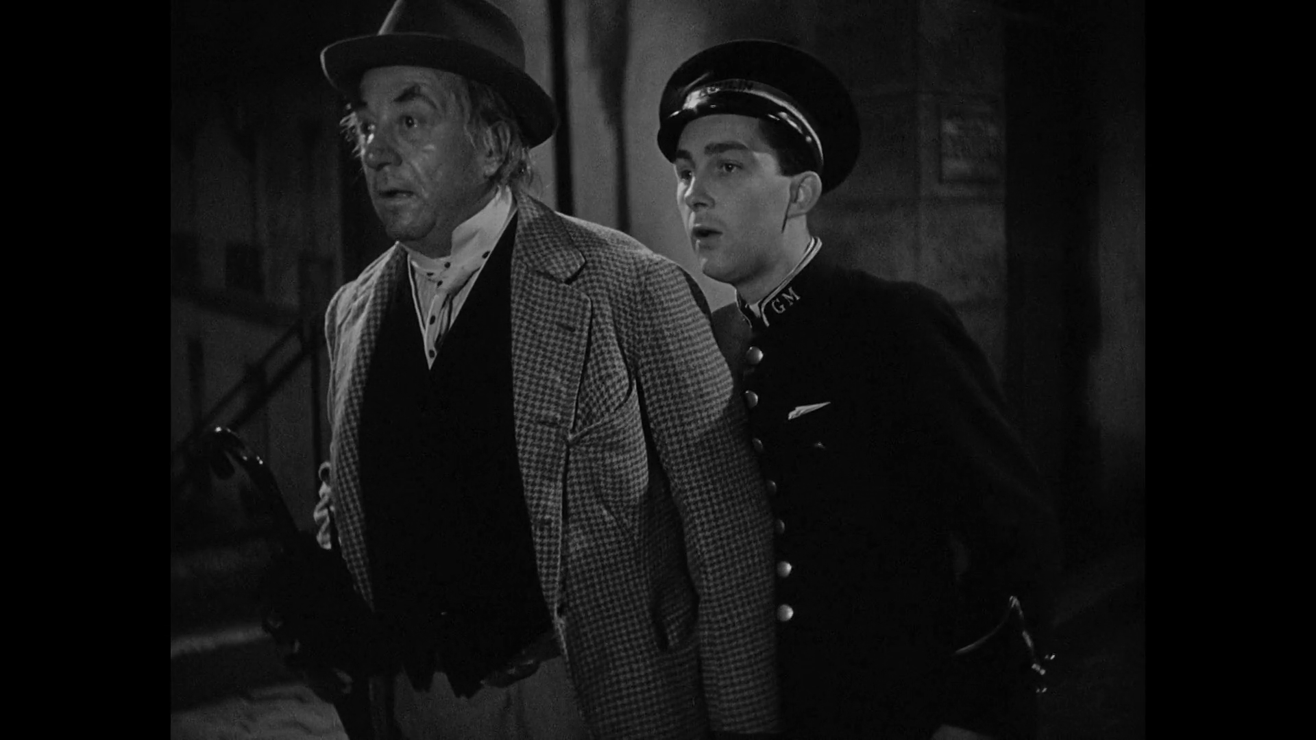 Emile Genevois et Raimu dans le film policier Monsieur La Souris (1942) de Georges Lacombe