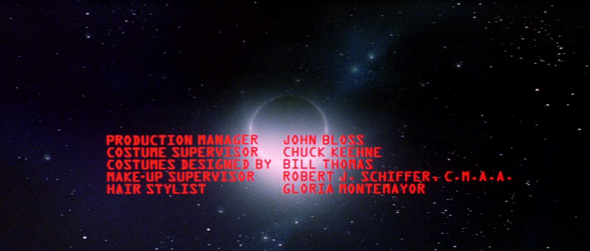 Générique du film américain The blak hole (Le trou noir, 1979) de Gary Nelson