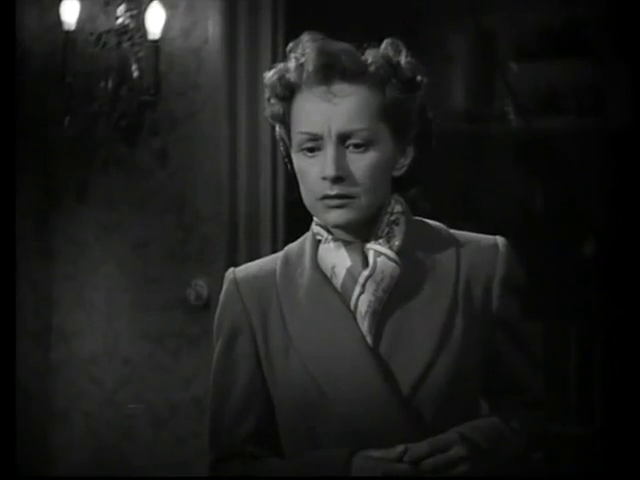 Hélène Perdrière dans le film policier Le mystère de la chambre jaune (1949) de Henri Aisner