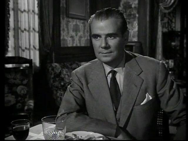 L'acteur Marcel Herrand dans le film policier Le mystère de la chambre jaune (1949) de Henri Aisner