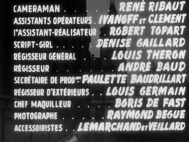 Générique du film Identité judiciaire (1951) de Hervé Bromberger