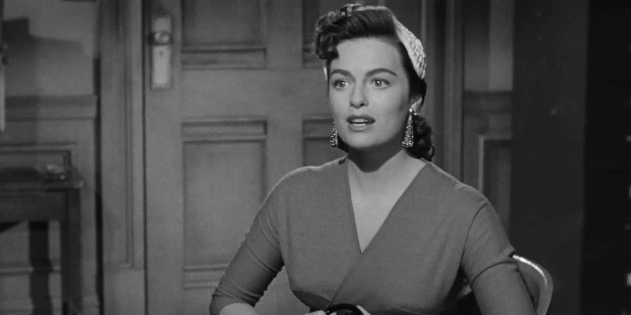 L'actrice Joyce Taylor dans le film Beyond a reasonable doubt (L'invraisemblable vérité, 1956) de Fritz Lang