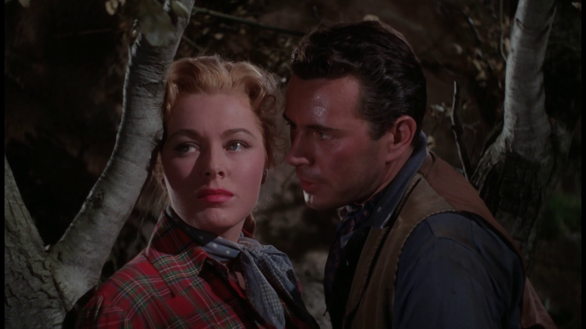 Eleanor Parker et John Forsythe dans le film Escape from Fort Bravo (Fort Bravo, 1953) de John Sturges
