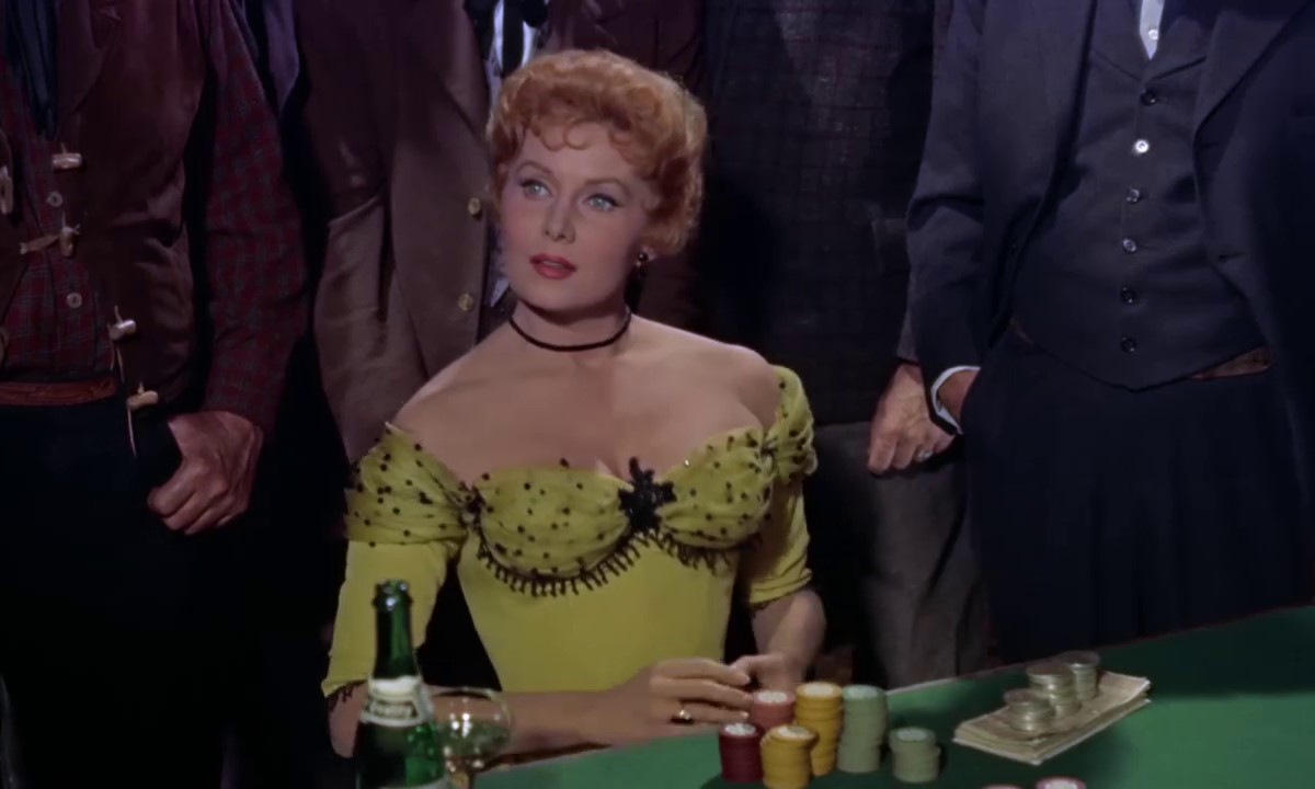 Rhonda Fleming dans le western américain Gunfight at the O.K. Corral (Règlement de comptes à OK Corral, 1957) de John Sturges