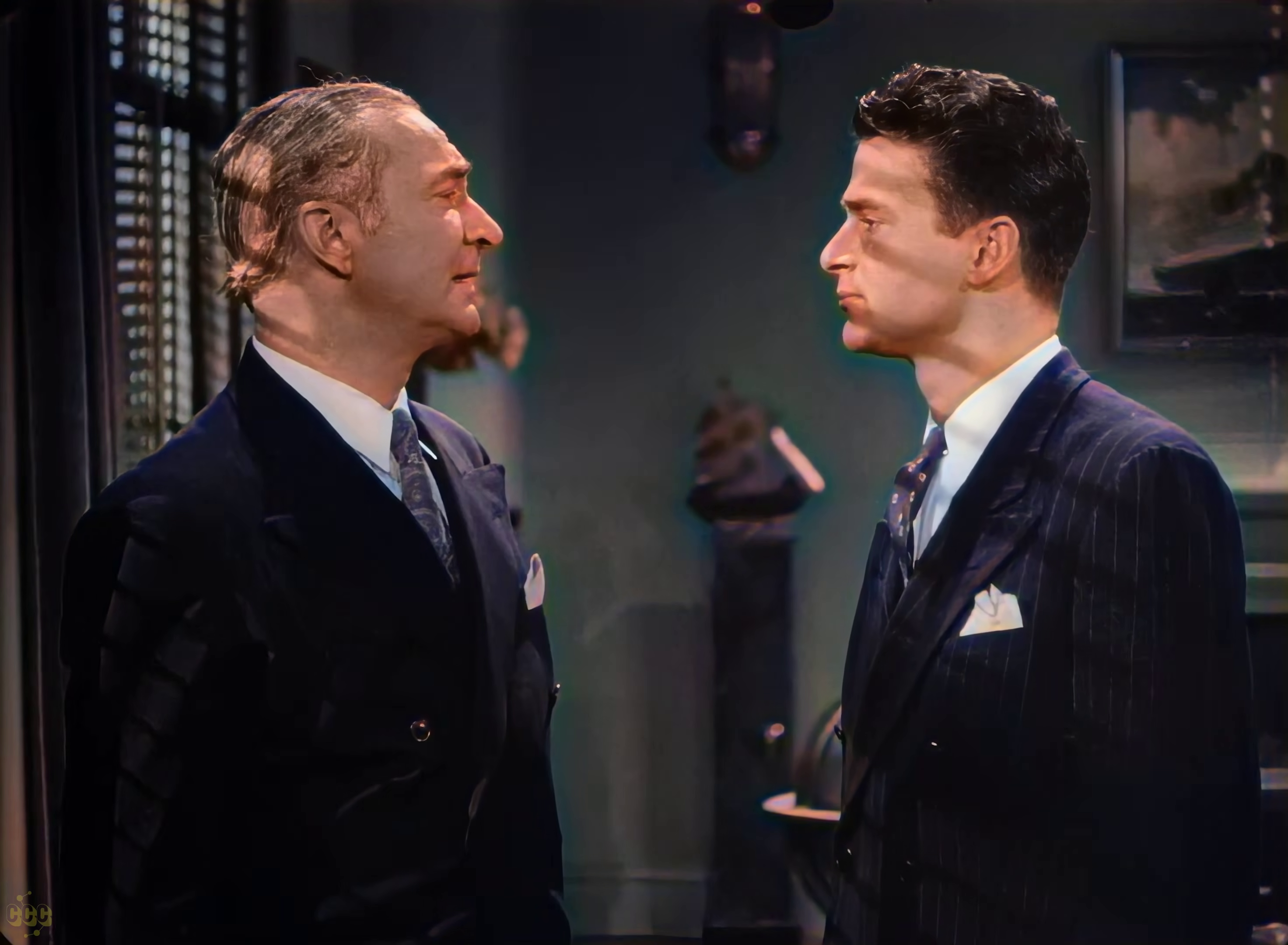 Melvin Lang et Henry Brandon dans le film à mystère Doomed to die (La malédiction, 1940) de William Nigh
